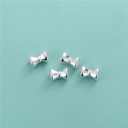 925 Sterling Silver Beads, Bowknot, DIY, silver color, 7.30x10.50mm, Hole:Approx 2mm, Sold By PC
