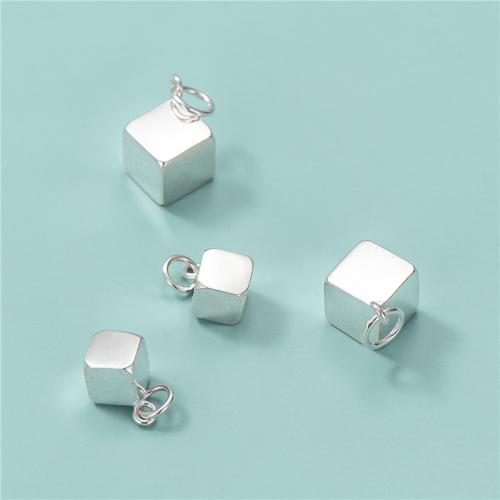 925 Sterling Silver Pendant Cube polished DIY silver color Sold By PC