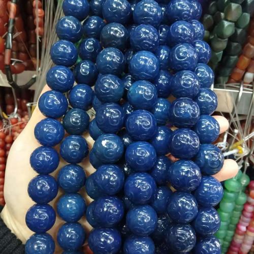 Agat perler, Agate, Runde, du kan DIY, blå, 20mm, Solgt af PC