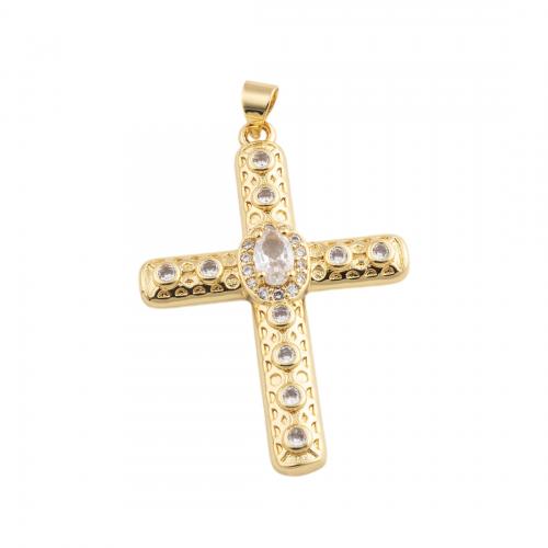 Cubic Zirconia Micro Pave Brass Pendant Cross fashion jewelry & micro pave cubic zirconia & for woman golden nickel lead & cadmium free Sold By PC
