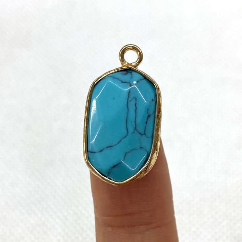Gemstone Pendants Jewelry Natural Stone with Brass gold color plated DIY Sold By PC