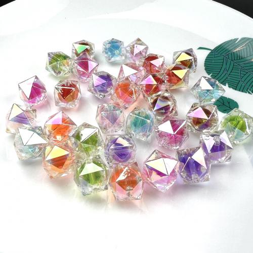 Belagte akryl perler, farverig forgyldt, du kan DIY, flere farver til valg, 16mm, Ca. 200pc'er/Bag, Solgt af Bag