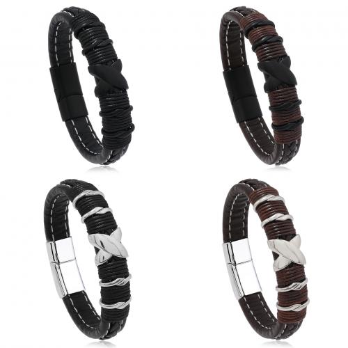 PU Leather Cord Bracelets Zinc Alloy with PU Leather handmade Unisex Sold By PC