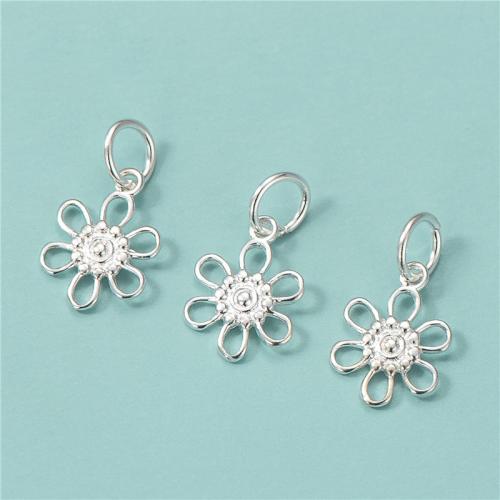 925 Sterling Silver Pendant Flower polished DIY & hollow silver color Approx 3.8mm Sold By PC