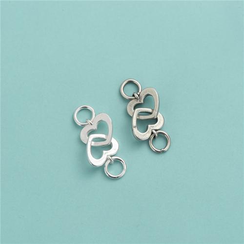 925 Sterling Silver Connectors Heart DIY & hollow Approx 4mm Sold By PC