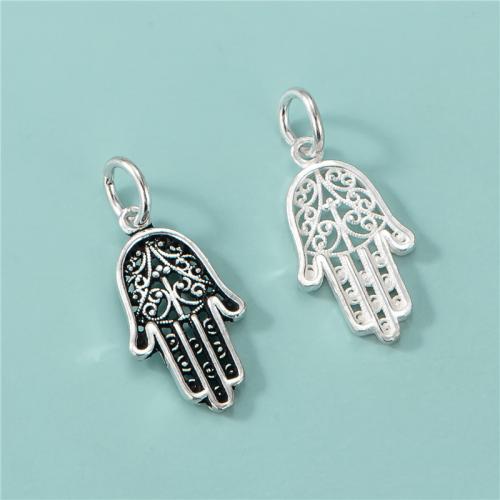 925 Sterling Silver Pendant Hamsa DIY & hollow Approx 4mm Sold By PC