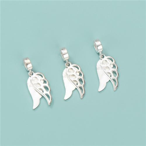 925 Sterling Silver Pendant Angel Wing polished DIY & hollow silver color Approx 4.5mm Sold By PC