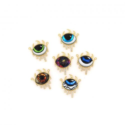Evil Eye Pendants Brass 18K gold plated fashion jewelry & DIY & micro pave cubic zirconia & enamel & double-hole nickel lead & cadmium free Sold By PC
