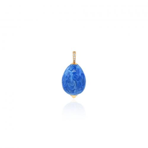 Cubic Zirconia Micro Pave Brass Pendant Teardrop 18K gold plated fashion jewelry & DIY & micro pave cubic zirconia & enamel blue nickel lead & cadmium free Sold By PC