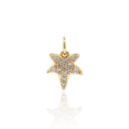 Cubic Zirconia Micro Pave Brass Pendant Starfish plated fashion jewelry & DIY & micro pave cubic zirconia nickel lead & cadmium free Sold By PC