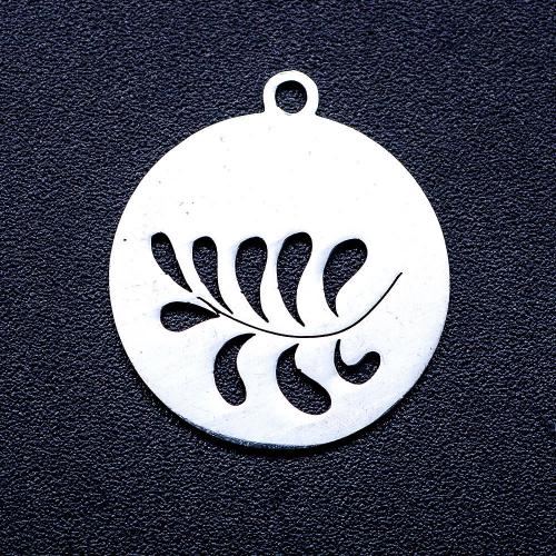 Titanium Steel Pendants Flat Round polished DIY & hollow original color Approx Sold By Bag
