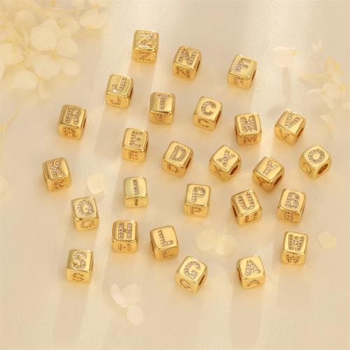 Cubic Zirconia Brass Beads with Cubic Zirconia Square gold color plated DIY nickel lead & cadmium free Sold By PC