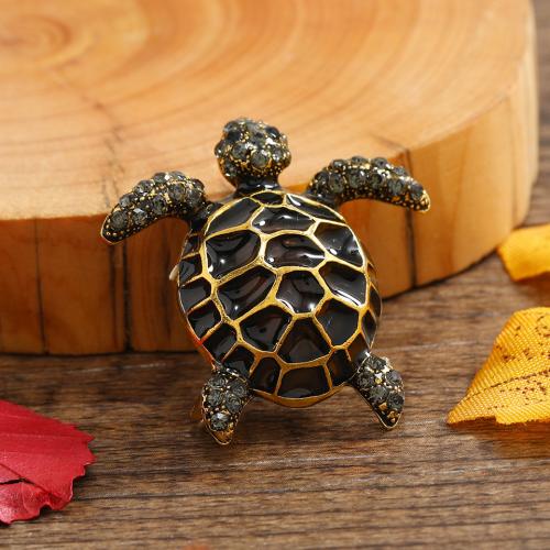 Zinc Alloy Brooches Turtle plated fashion jewelry & enamel & with rhinestone nickel lead & cadmium free Sold By PC