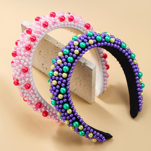 Banda del Pelo, Pana, con Esponja & resina & Perlas plásticas, para mujer, más colores para la opción, wide:4.5cm, Vendido por UD