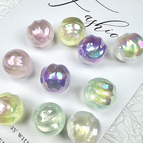 Belagte akryl perler, farverig forgyldt, tilfældigt sendt & du kan DIY & forskellige stilarter for valg, blandede farver, Ca. 200pc'er/Bag, Solgt af Bag
