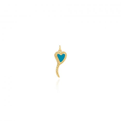 Brass Heart Pendants 18K gold plated fashion jewelry & DIY & enamel blue nickel lead & cadmium free Sold By PC