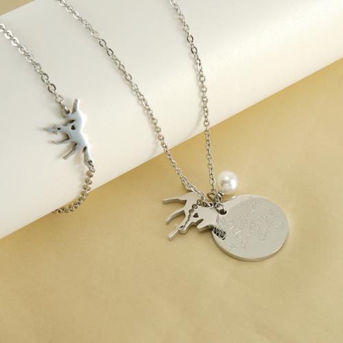 Fashion Stainless Steel Jewelry Sets 304 Stainless Steel Unicorn fashion jewelry & for woman original color Sold By PC