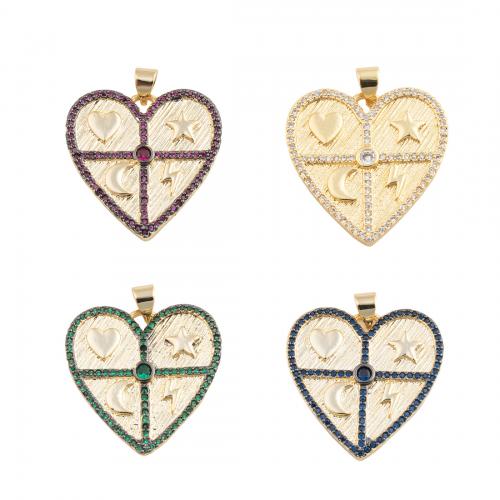Cubic Zirconia Micro Pave Brass Pendant Heart fashion jewelry & Unisex & micro pave cubic zirconia nickel lead & cadmium free Sold By PC