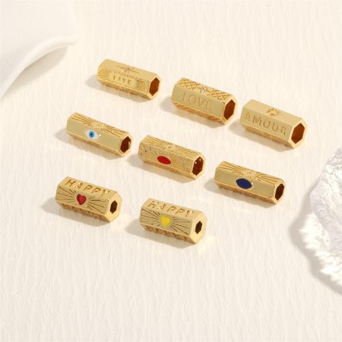 Kubisk Zirconia Micro Pave Messing Perler, guldfarve belagt, du kan DIY & forskellige design til valg & Micro Pave cubic zirconia & emalje, flere farver til valg, nikkel, bly & cadmium fri, Solgt af PC