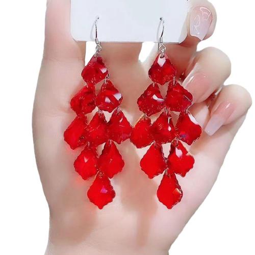 Crystal Tassel Earring with Zinc Alloy plated fashion jewelry & for woman earring length 85-135mm Sold By Pair