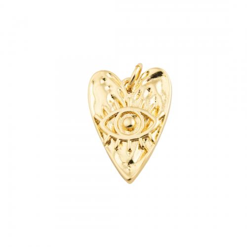 Messing hart hangers, mode sieraden & uniseks, gouden, nikkel, lood en cadmium vrij, 19.50x13.50mm, Verkocht door PC