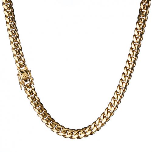 Stainless Steel Chain Necklace 304 Stainless Steel 18K gold plated  & for man golden Sold By PC