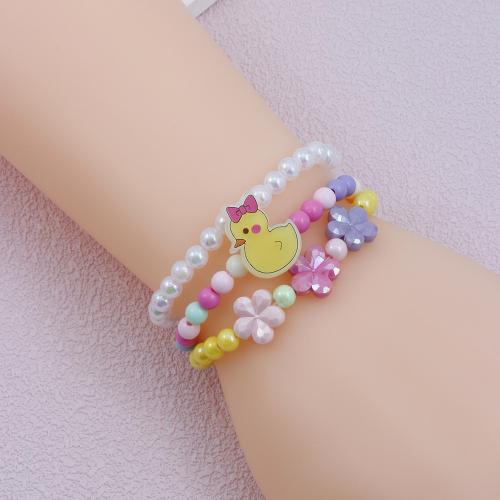 Children Bracelet & Bangle Acrylic Duck cute & three pieces & for children multi-colored Sold By PC