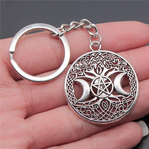 Tibetan Style Key Clasp, with Iron, Round, plated, fashion jewelry, more colors for choice, nickel, lead & cadmium free, 35x39mm, Sold By PC