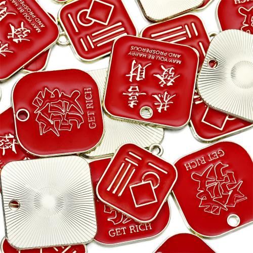 Zinc Alloy Pendants Square plated DIY  & epoxy gel red nickel lead & cadmium free Sold By Bag