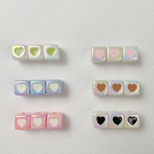 Plated Acrylic Beads Square colorful plated DIY & enamel Approx 3mm Approx Sold By Bag