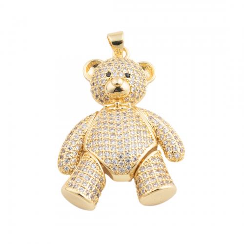 Cubic Zirconia Micro Pave Brass Pendant Bear fashion jewelry & micro pave cubic zirconia & for woman golden nickel lead & cadmium free Sold By PC