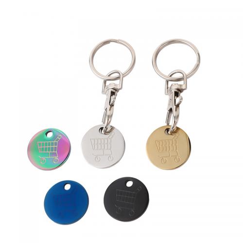 Stainless Steel Key Clasp 304 Stainless Steel fashion jewelry & Unisex key-ring 25mm disc 23mm length 75mm Sold By PC