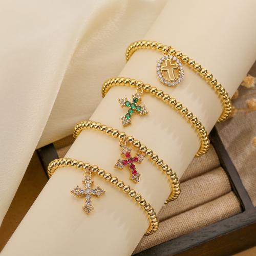 Befestiger Zirkonia Messing Armband, goldfarben plattiert, verschiedene Stile für Wahl & Micro pave Zirkonia & für Frau, keine, Länge 14 cm, verkauft von PC