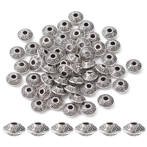 Zinc Alloy Spacer perler, Runde, antik sølv farve forgyldt, du kan DIY, nikkel, bly & cadmium fri, 50pc'er/Bag, Solgt af Bag