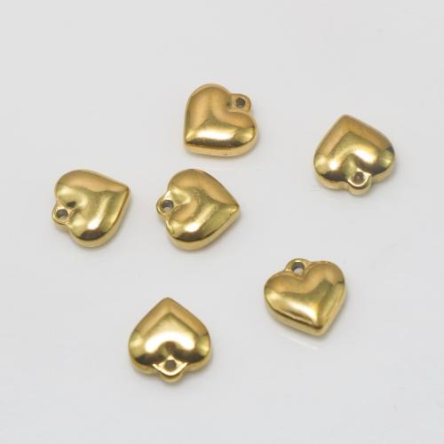 Pendientes Corazón de acero inoxidable, acero inoxidable 304, chapado, Bricolaje, dorado, 10.20x10.50mm, Vendido por UD