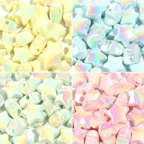 Plated Acrylic Beads, Star, colorful plated, DIY, more colors for choice, 20mm, Hole:Approx 3.5mm, Approx 10PCs/Bag, Sold By Bag