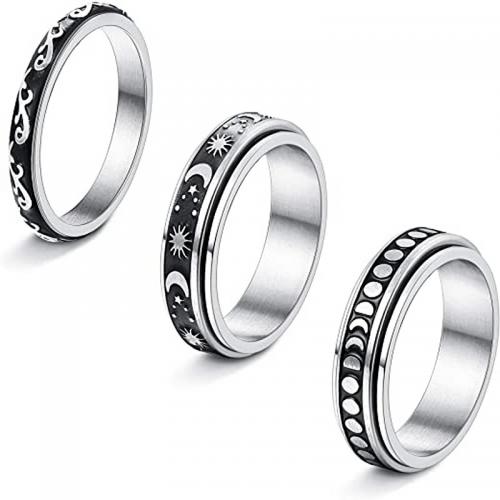Titanium Steel Finger Ring polished rotatable & Unisex  & enamel US Ring Sold By PC