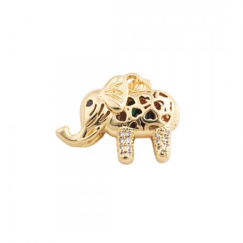 Cubic Zirconia Micro Pave Brass Pendant Elephant fashion jewelry & Unisex & micro pave cubic zirconia golden nickel lead & cadmium free Sold By PC