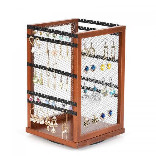 Modne wystawy biżuterii, żelazo, ze Drewno, Odłączany & wielofunkcyjny, czarny, bez zawartości niklu, ołowiu i kadmu, 190x190x310mm, sprzedane przez PC