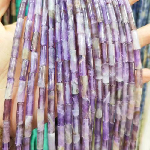 Natural Amethyst Beads Column DIY purple Sold By Strand