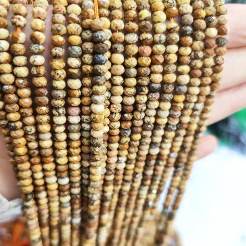 Natural Picture Jasper Beads Flat Round DIY 4mm Approx Sold By Strand