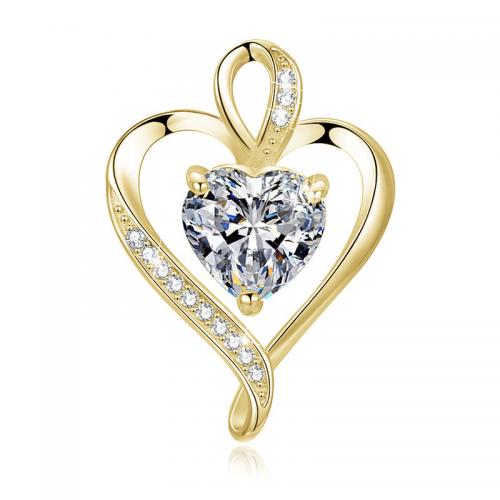 Cubic Zirconia Micro Pave 925 Sterling Silver Pendant, Heart, plated, DIY & micro pave cubic zirconia, more colors for choice, Sold By PC