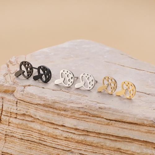 Stainless Steel Stud Earrings, 304 Stainless Steel, mushroom, plated, for woman, more colors for choice, 8.50x10mm, 12PCs/Bag, Sold By Bag