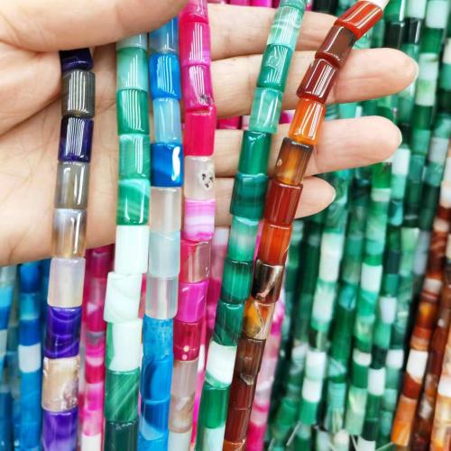 Agat perler, Agate, Kolonne, du kan DIY & forskellige materialer til valg, flere farver til valg, 12x8mm, Ca. 30pc'er/Strand, Solgt af Strand