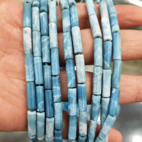 Perles bijoux en pierres gemmes, Larimar, pilier, DIY, bleu, 4x13mm, Environ 28PC/brin, Vendu par brin