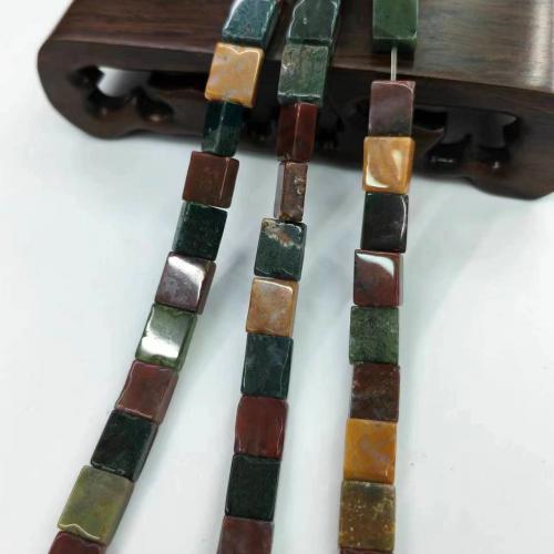 Naturlige indiske agat perler, Indiske Agate, Rektangel, du kan DIY, blandede farver, 8x10mm, Ca. 38pc'er/Strand, Solgt af Strand