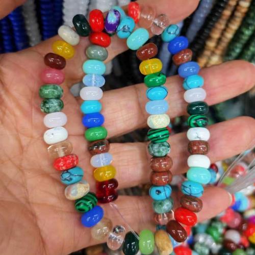 Gemstone Jewelry Beads Flat Round DIY mixed colors 6mm Approx Sold By Strand