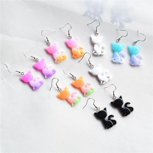 Resin Earring Zinc Alloy with Resin Cat plated fashion jewelry nickel lead & cadmium free Sold By Pair