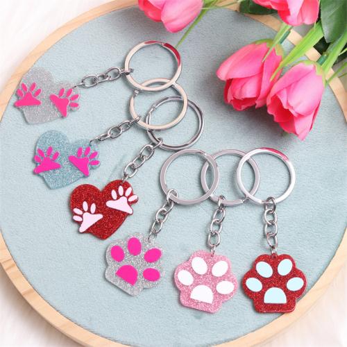 Stainless Steel Key Clasp, Acrylic, with 304 Stainless Steel, Claw, printing, Unisex & different designs for choice, more colors for choice, Sold By PC