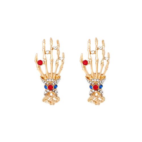 Zinc Alloy Stud Earring Hand fashion jewelry & for woman & with rhinestone nickel lead & cadmium free Sold By Pair